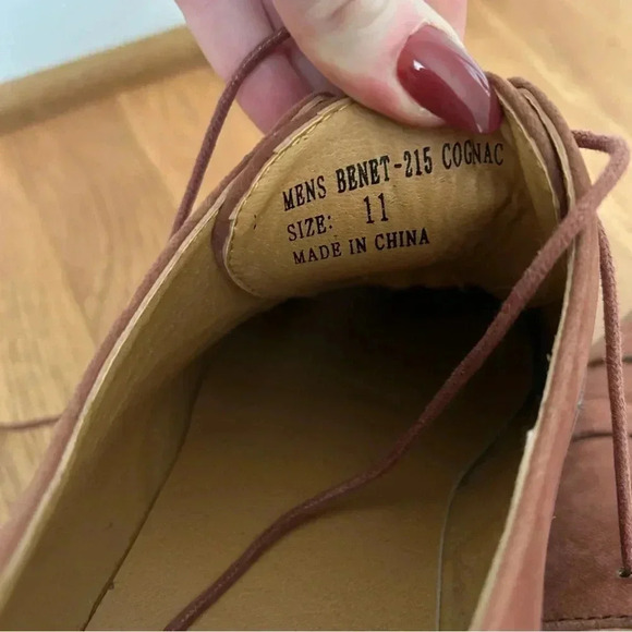 Sio Men’s Cognac Classic Cap Toe Oxford dress Shoe Faux Suede Brown Size 11 - Picture 7 of 7